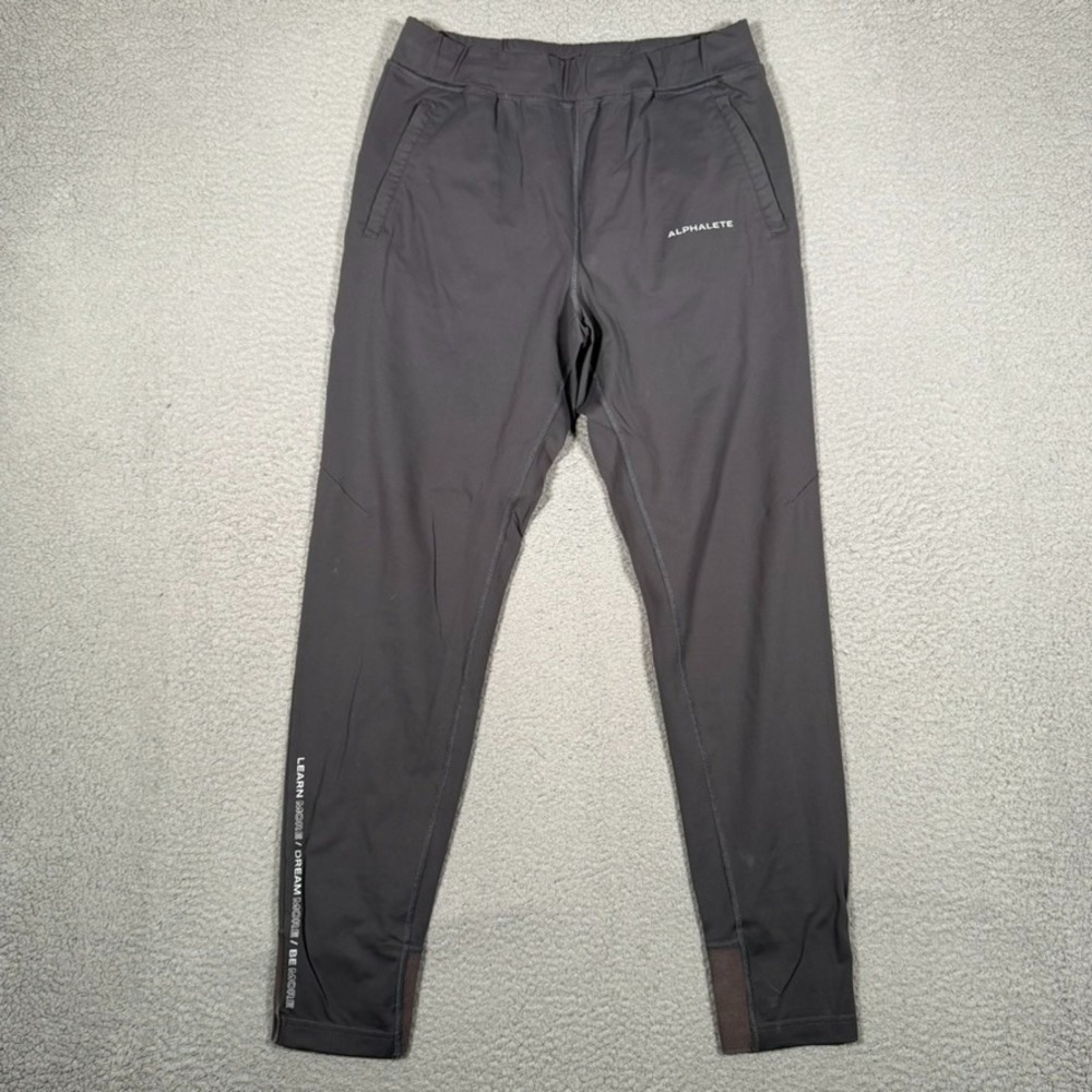 Alphalete Pants Mens Large Gray Elastic Waist Drawstring Workout Gym Jogger Logo